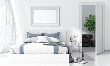 Modern parlak iç. 3D render