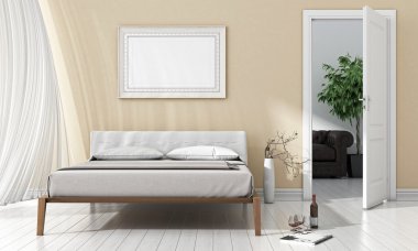 Modern parlak iç. 3D render