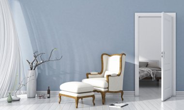 Modern parlak iç. 3D render