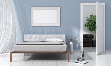 Modern parlak iç. 3D render