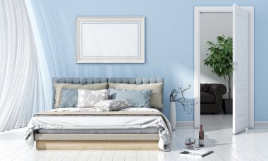 Modern parlak iç. 3D render