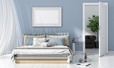 Modern parlak iç. 3D render