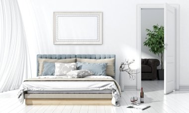 Modern parlak iç. 3D render