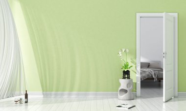 Modern parlak iç. 3D render