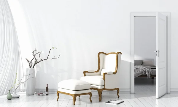 Modern parlak iç. 3D render