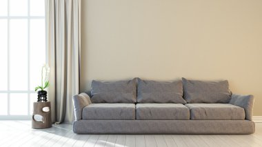 Modern parlak iç. 3D render