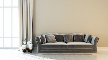 Modern parlak iç. 3D render