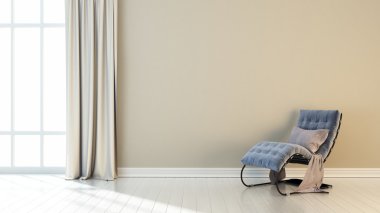 Modern parlak iç. 3D render