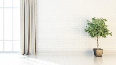 Modern parlak iç. 3D render