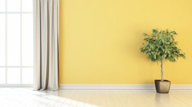 Modern parlak iç. 3D render