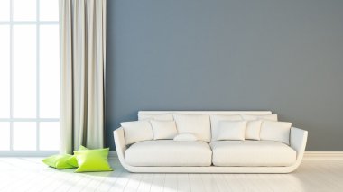 Modern parlak iç. 3D render