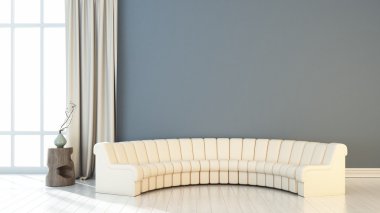 Modern parlak iç. 3D render