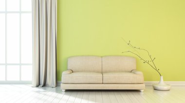 Modern parlak iç. 3D render