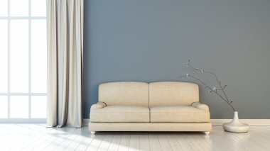 Modern parlak iç. 3D render