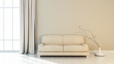 Modern parlak iç. 3D render