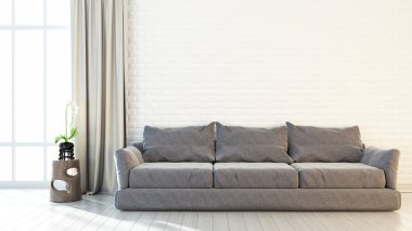 Modern parlak iç. 3D render