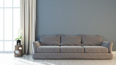 Modern parlak iç. 3D render