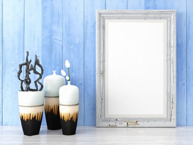 Boş modern stil çerçevesi, 3d render