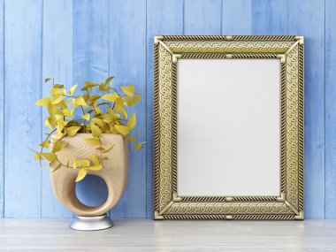 Boş modern stil çerçevesi, 3d render