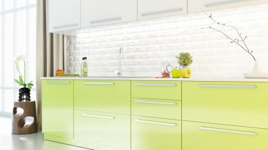 Parlak mutfak iç 3d render