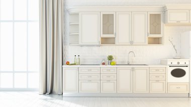 Parlak mutfak iç 3d render