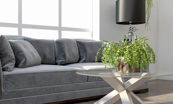 современный светлый интерьер. 3D рендеринг
