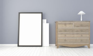 Modern parlak iç. 3D render