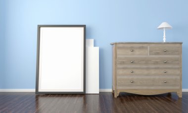 Modern parlak iç. 3D render