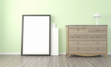 Modern parlak iç. 3D render