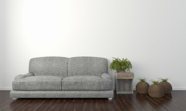 Modern parlak iç. 3D render