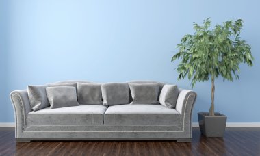 Modern parlak iç. 3D render