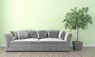 Modern parlak iç. 3D render