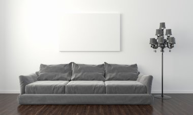 Modern parlak iç. 3D render