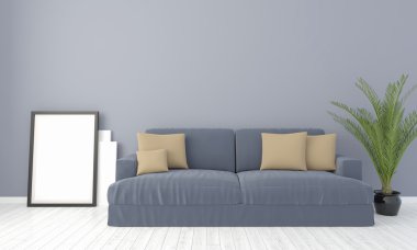 Modern parlak iç. 3D render