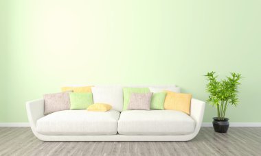 Modern parlak iç. 3D render