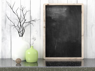 Boş siyah kara tahta, 3d render