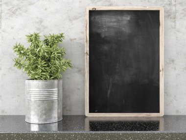 Boş siyah kara tahta, 3d render