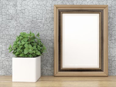 Boş modern stil çerçevesi, 3d render