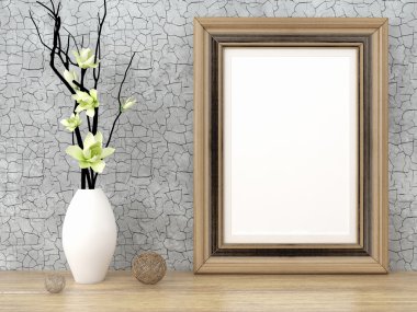 Boş modern stil çerçevesi, 3d render