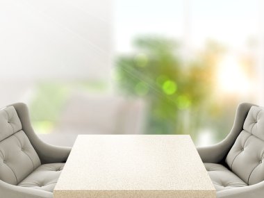 Dessus de table et flou intérieur