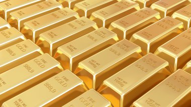 Altın çubuklar izole