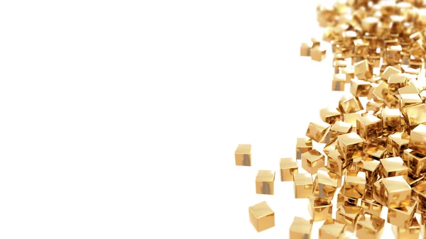 Goldene Würfel isoliert — Stockfoto