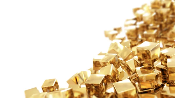 Golden cubes isolated — Stock Photo, Image