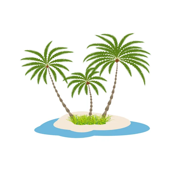 Beyaz Arka Planda Yeşil Yapraklı Palmiye Ağaçları — Stok Vektör