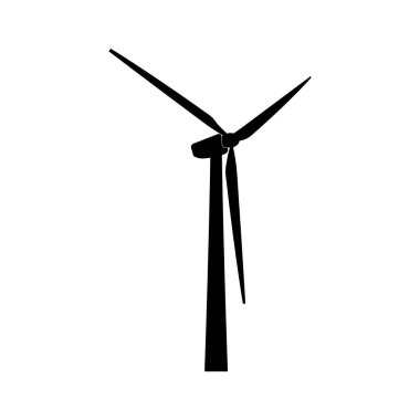 Rüzgar türbini, çevre dostu elektrik üretimi. Vektör resmi.