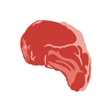 Beyaz arka planda çiğ biftek. Vektör resmi.