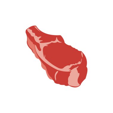Beyaz arka planda çiğ biftek. Vektör resmi.