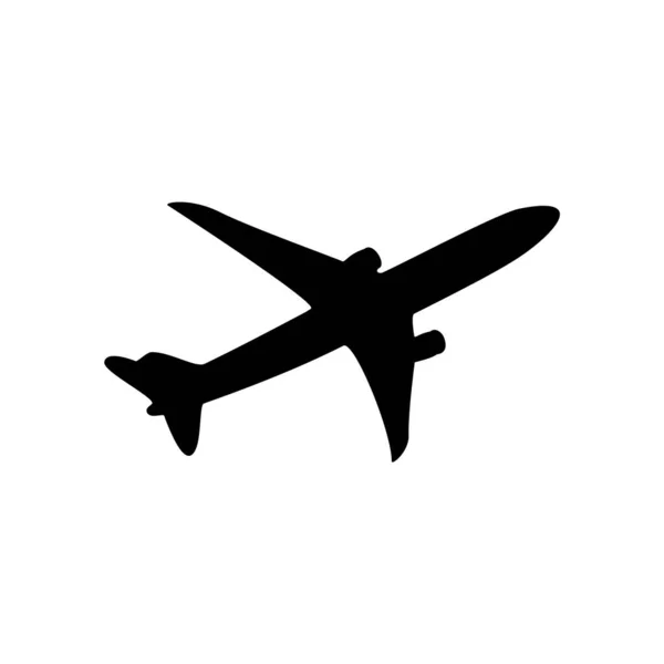 Silueta Osobního Letadla Černá Bílém Pozadí Vektorový Obrázek — Stockový vektor
