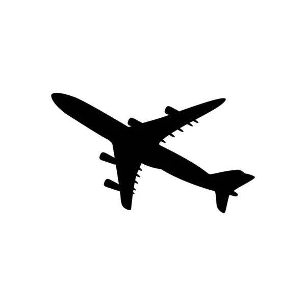 Passenger Plane Black White Background Vector Image — Stock Vector