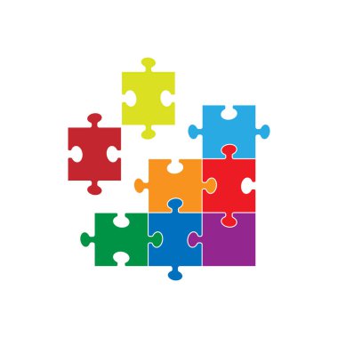 Beyaz arka planda basit yapboz parçaları. Vektör resmi.